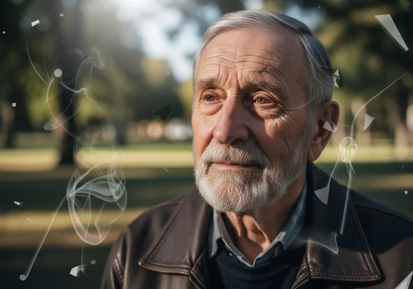 Veteran reflecting, symbolizing unseen battles with PTSD.
