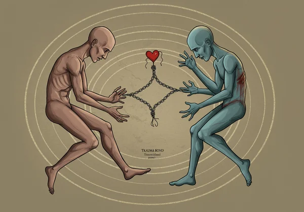 Illustration of a person caught in a trauma bond cycle
