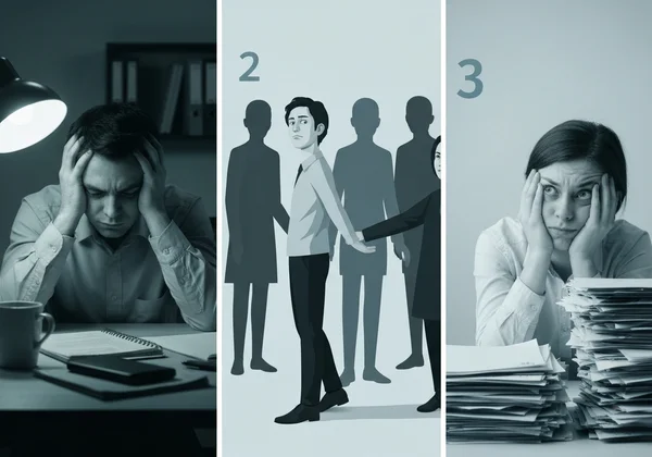 Illustration of burnout: tired, cynical, and ineffective feelings