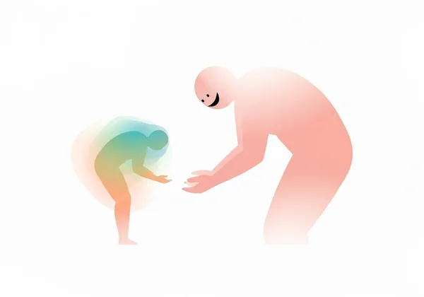 Figure demonstrating people-pleasing behavior in fawn response