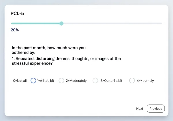 PCL-5 questionnaire with a 5-point scale