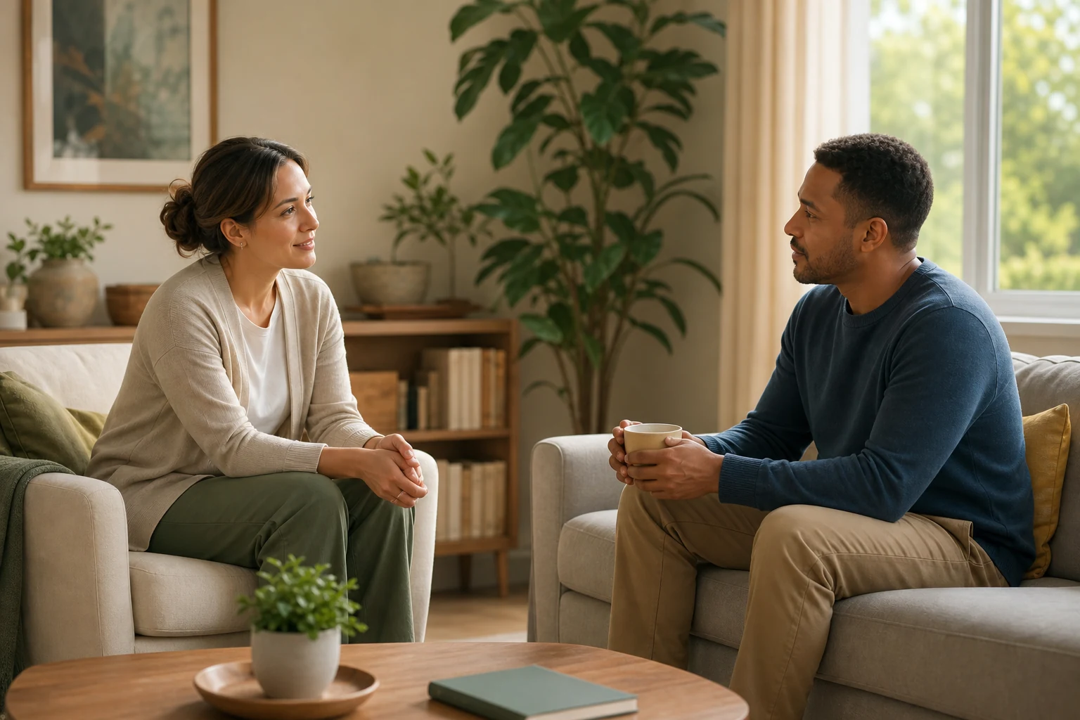 Calm conversation at home